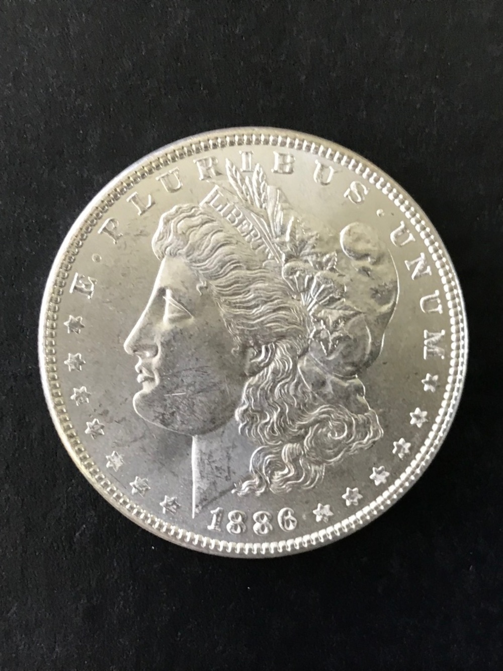 1886 P Morgan Silver Dollar, 90% Silver, Philly Mint, BR Unc, ? Low to Mid MSY